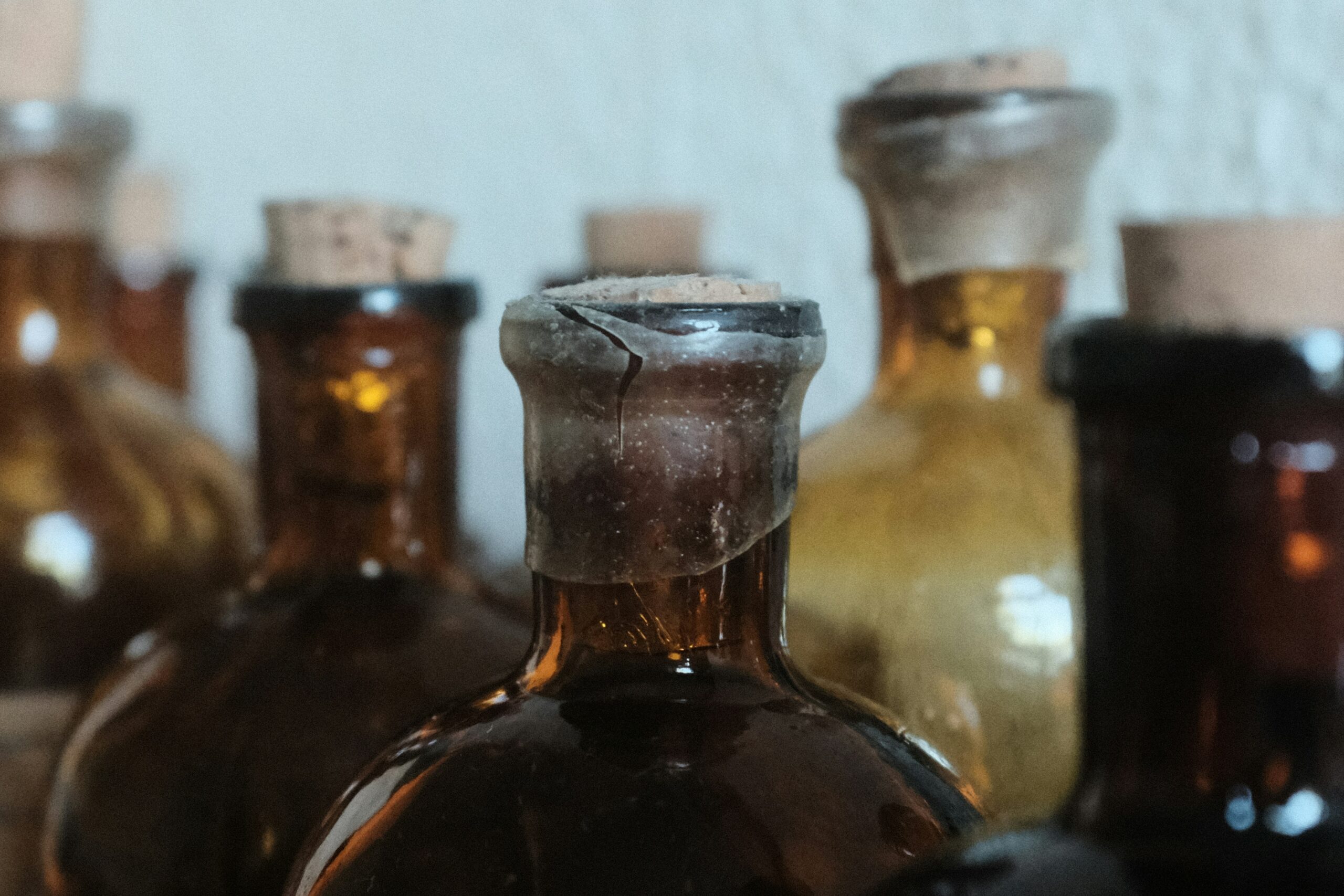 Bottles of natural oils labeled for skincare use